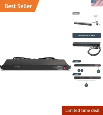 8 Outlet Horizontal 1U Rack Mount PDU Power Strip for Network Server Racks - ... - Image 1 of 4