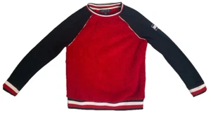 Tommy Hilfiger Global Sherpa Fleece Sweatshirt Women's Colorblock Red Navy XS - Picture 1 of 5