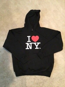 Felpa con cappuccio nera unisex con licenza ufficiale I Love NY - Taglia Large - Nuova senza etichette - Foto 1 di 2