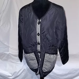 SABRINA LAUREN NEW YORK Jacket Women’s XL Black / White Button Up Pockets NWT - Picture 1 of 4