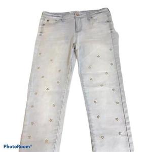 CELEBRITY PINK Jeans Girls Size 16 Skinny Light Blue Jeggings Pants Star Studded - Picture 1 of 6