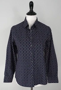 LANDS END Blue Pink Button Polka Dot No Iron Supima Top Shirt Sz 10P Petite - Picture 1 of 5