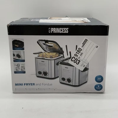 Princess 182611 Mini Fritteuse + Fondue Geruchsfilter 840 W 1,2 Liter Edelstahl - Bild 1 von 4