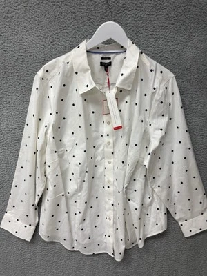 Talbots Blanco Manchado Abotonable Manga Larga Para Hombre Talla 22W Nuevo Con Etiquetas Foto 1 de 4