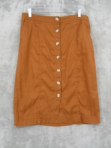 Banana Republic Skirt12 Petite Linen Button Front Pocket Midi Casual Classic - Picture 1 of 6