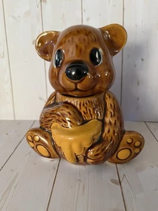 VINTAGE KERAMIK BRAUN HONIGBÄR GLAS MIT HONIGTROPFER/STAB China - Bild 1 von 5