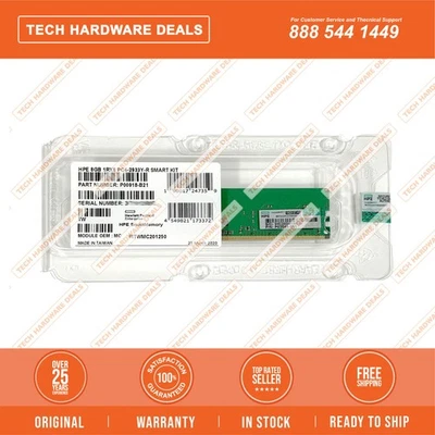 P06186-001 3 Year HPE Warranty RETAIL BOX HPE 8GB (1x8GB) Single Rank x8 DDR4-29 - Image 1 of 2