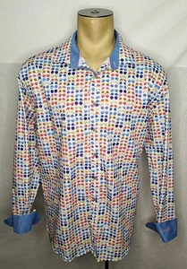 Neu ohne Etikett A Fish Named Fred mehrfarbige Sonnenbrille bedruckt L/S geknöpftes Herrenhemd 2XL - Bild 1 von 5