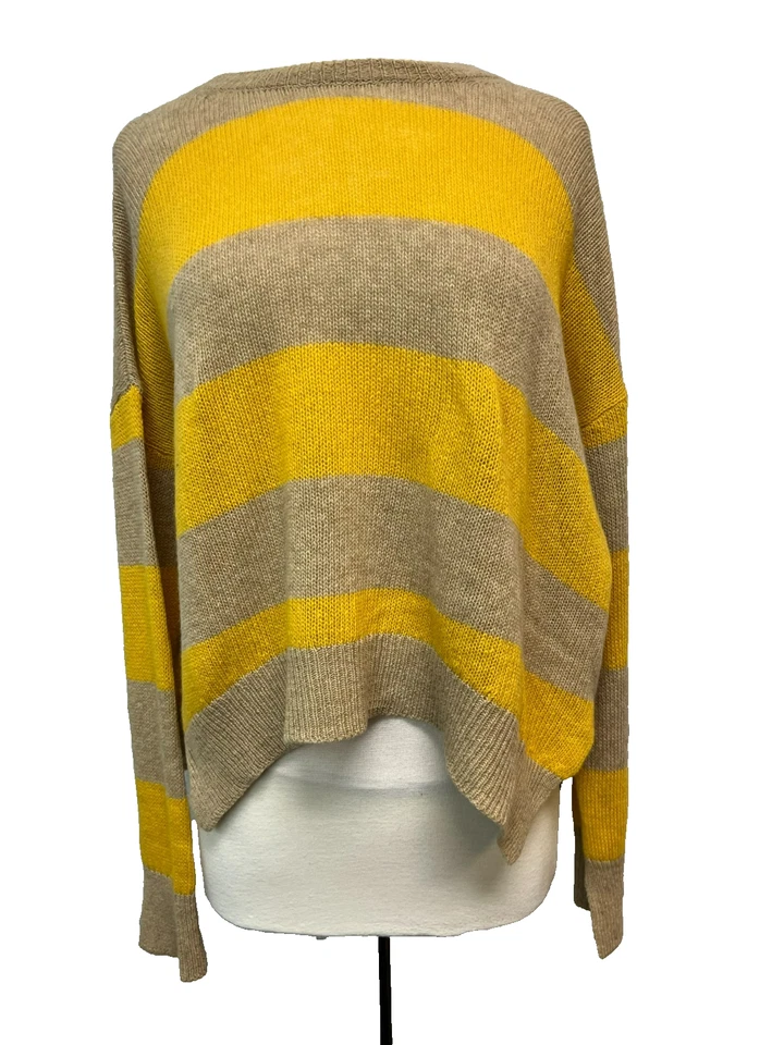NUEVO Suéter Marni Espalda Abierta Lana Cachemira Tostado Dorado Rayas Corbata Trasera Manga Larga L Foto 1 de 4