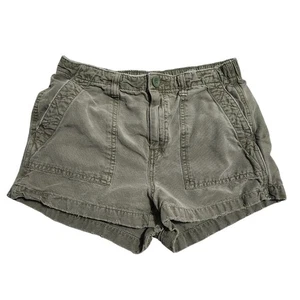 Aerie Canvas Wander Shorts Womens XS Olive Green Elastic Waist Cargo Casual Chic - Picture 1 of 8