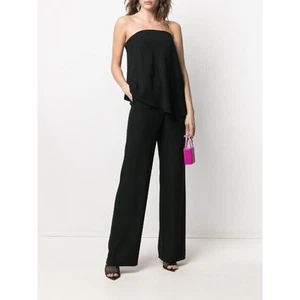 Emporio Armani Black Cady Flowy Evening Strapless Jumpsuit 10 46EU NWT $1195 - Picture 1 of 12