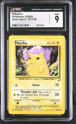 CGC 9 MINT Pikachu 2000 Base Set 2 87/130 Pokemon Card - Image 1 of 2
