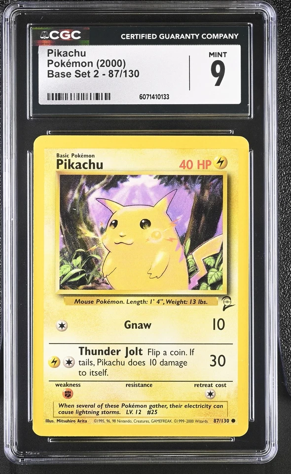 CGC 9 MINT Pikachu 2000 Base Set 2 87/130 Pokemon Card - Image 1 of 2