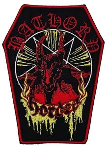 BATHORY HORDES RED GOAT (red coffin border) EMBROIDERED PATCH - Picture 1 of 2