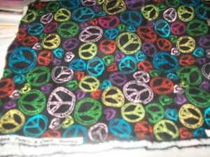 1x3' PIECE OF "PEACE SIGNS",MANY COLORS LOGO,FINISHED ON SHORT ENDS - Picture 1 of 2
