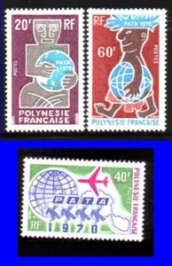 FRENCH POLYNESIA Sc 258-60 NH ISSUE OF 1970 - PACIFIC TRAVEL - Picture 1 of 1