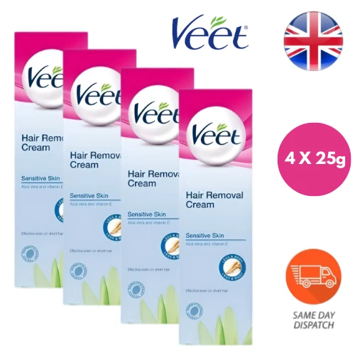 4 X 25g Veet Sensitive Skin Hair Removal Cream Effective even on Short hair