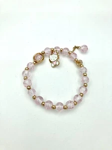 Cute Kawaii Cat Charm Beacelet - Beaded Gold Tone Metal - Picture 1 of 13
