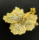 Vintage Marcel BOUCHER Gold Plated Rhinestone Pave' ORCHID Brooch Pin - Repair