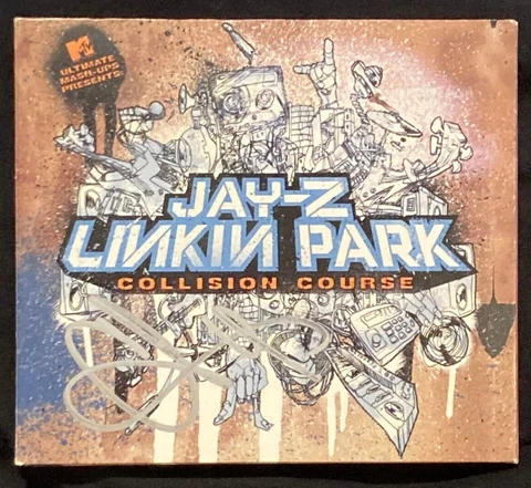 LINKIN PARK BAND SIGNED AUTOGRAPH CHESTER BENNINGTON RARE CD COLLISION COURSE Cover