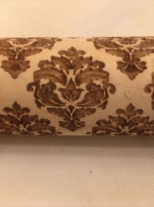 Environmental Health Rolling Pin Natural Wood Scandinavian Floral Embossed - Picture 1 of 6