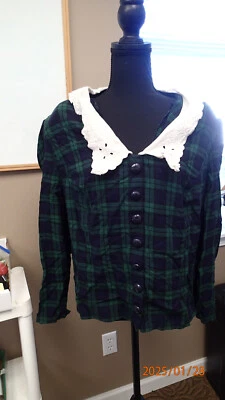 Ladies Vintage L.G. Star Plus Green / Blue Plaid Top Size 22w - Image 1 of 4