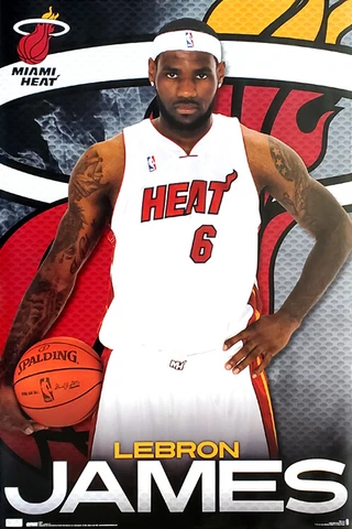 LeBron James SERIOUS HEAT Miami Heat NBA Basketball Vintage 2010 22x34 POSTER Cover