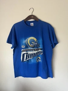 St Louis Rams 2000 Super Bowl XXXIV Champs ~ Official Schedule T Shirt Blue XL - Picture 1 of 8