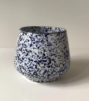 Blumentopf Übertopf Keramik Portugal gesprenkelt blau-schwarz Porzellan Kübel - Bild 1 von 4