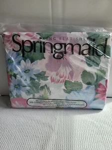 Vintage Springmaid Cassie Pink Floral King Flat Sheet No Iron NEW - Picture 1 of 4