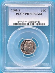 2001-S Roosevelt Dime 10c PCGS PR 70 DCAM - Picture 1 of 2