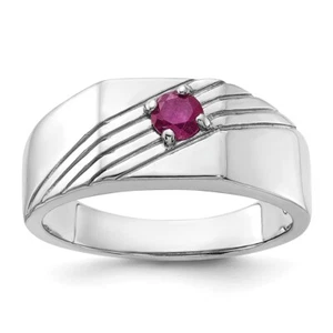 Sterling Silver Rhodium-plated African Ruby Signet Men's Ring Size 11 - Picture 1 of 4