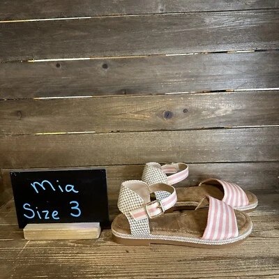New NWOB Big Kids Mia Esmee Peach/Off White Sandal Sandals Size 3 Y - Image 1 of 4