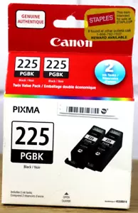 Cartuchos de tinta de impresora negros Canon 225 auténticos 2 tanques PGBK NUEVOS paquete doble F9 - Imagen 1 de 7