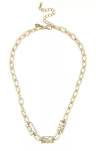 Bar Link Chain Necklace 18k Gold 18Inch - Picture 1 of 7