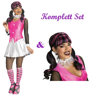 DAMEN MONSTER HIGH DRACULAURA KOSTÜM & PERÜCKE Halloween Karneval Vampir Party
