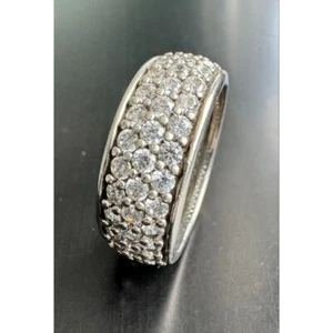 925 STERLING SILVER AND 3 ROWS CZ ETERNITY BAND RING SIZE 9.75 SKY - Picture 1 of 8