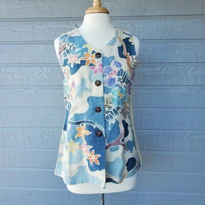 Pure 100% Hemp M Sleeveless Women's Button Up top Vest Linen Type - Picture 1 of 9