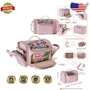 Multi-Purpose Marker Storage Bag with Removable Divider - Travel-Friendly Pink - Picture 1 of 11