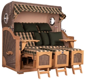 Strandkorb Düne Grande XXL Bullauge Teak PE grey Dessin 506 - Bild 1 von 12