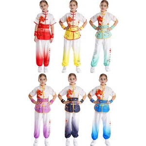 Unisex Kids Kung Fu Suit Costume Outfit Girls Set Cuffs Tops Halloween Belt - Picture 1 of 84