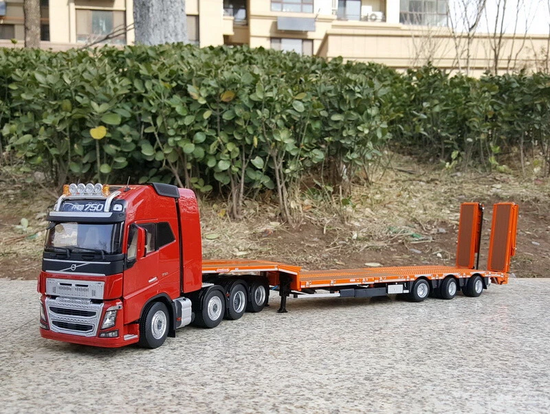 For VOLVO 1/32 FOR Volvo FH16 8*4 tractor red tractor plus orange flatbed truck - Image 1 of 1