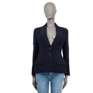 65303 auth CHRISTIAN DIOR navy blue silk 2013 Cruise Blazer Jacket 40 M - Picture 1 of 6