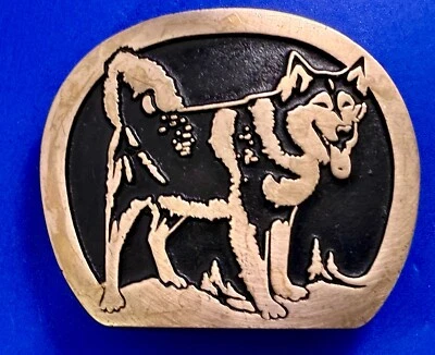 Hebilla de cinturón de bronce macizo husky esquimal canadiense para perro esquimal Foto 1 de 4
