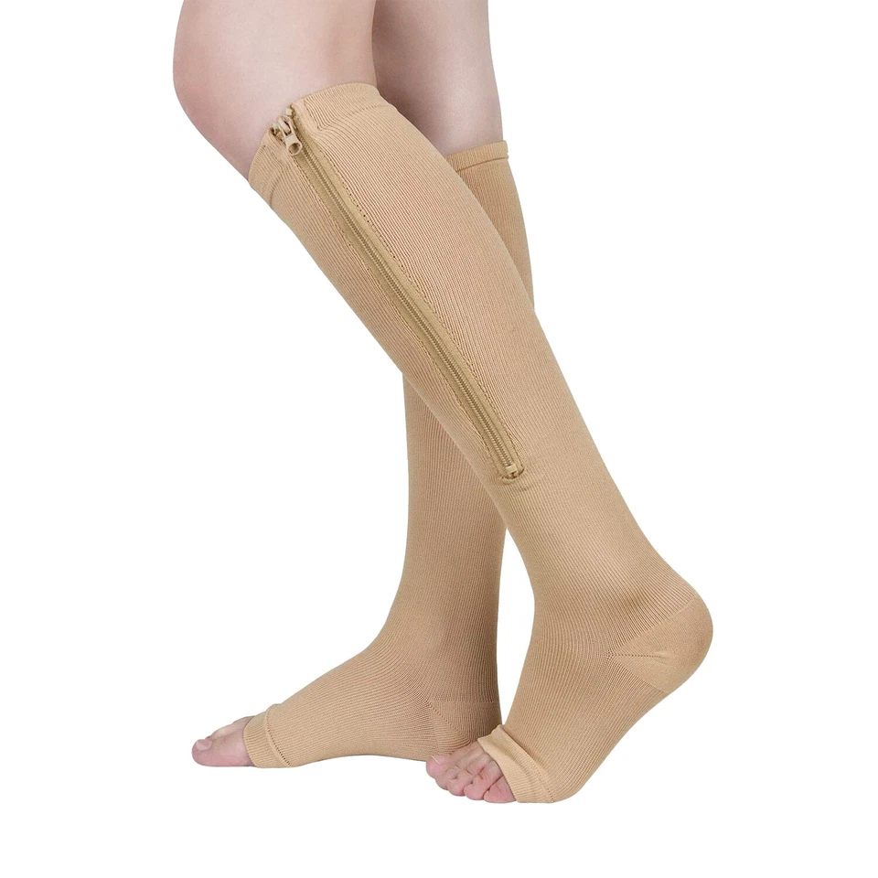 Calcetines de compresión con cremallera medias de apoyo pierna pantorrilla hombre mujer Sox (S-XXL) Foto 1 de 1