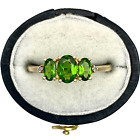 9ct Solid Gold - Green Tourmaline & Diamond Ring -  1.55 Grams - Size P1/2