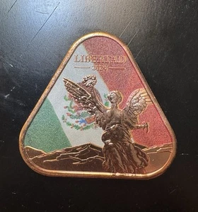2024 1oz ADVP .999 Colorized Copper Triangle Mexico Libertad Onza w/Mexican Flag - Picture 1 of 5