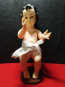 VINTAGE LIQUINET LIFE LIKE BABY JESUS Nativity Jointed DOLL - 16"  w/ CLOTH 1989 - Picture 1 of 7