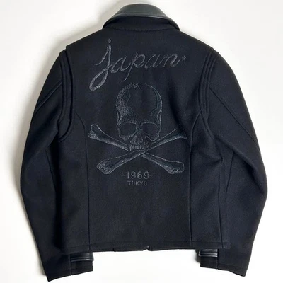 Roen Skull Embroidery Leather Zip-Up Jacket Men Used - Imagem 1 de 4