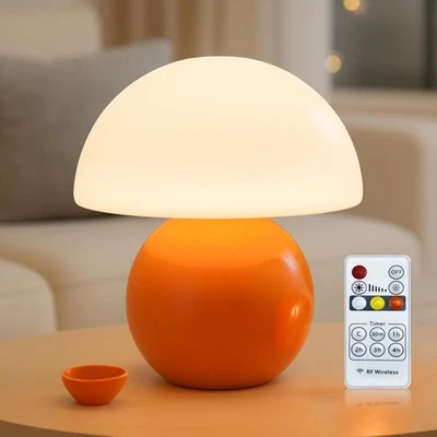 Remote Control Mushroom Lamp with Timer – 3-Color Dimmable Bedside Light, - Image 1 of 4